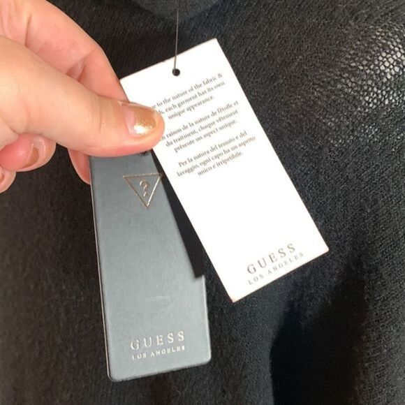 Guess Los Angeles Black Fuzzy Sparkly Sweater NWT - Picture 12 of 13